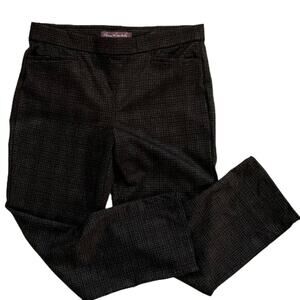 Gloria Vanderbilt Stretch Black Plaid Pull On Straight Leg Mid-High Rise Pants